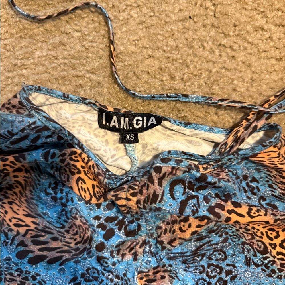 I.AM.GIA Women's Blue and Brown Patterned pants
